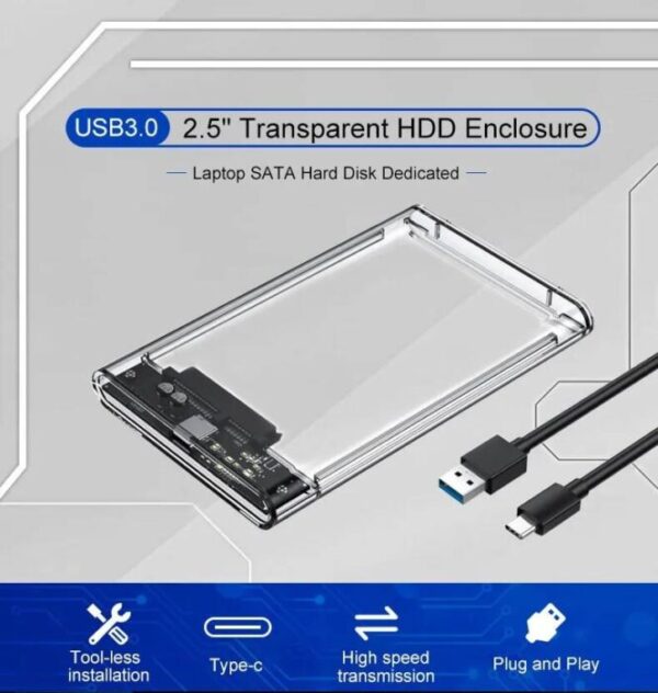USB 3.0 SATA ulkoinen kovalevykotelo Tyyppi-C 2.5″ HDD/SSD - Image 4