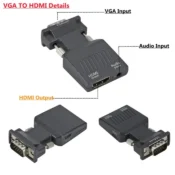 VGA To HDMI-compatible Converter With 3.5mm Audio Cable For PS4 PC Laptop TV Monitor Projector 1080P VGA Female To HD Male Adapt 3