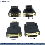 HDMI-compatible female to Bidirectional DVI D 24+5/24+1 male UP Down elbow Cable Connector Converter for Projector HDMI to DVI 1