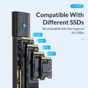 ORICO M2 SSD Enclosure NVMe NGFF 10Gbps PCIe M.2 SSD Case Portable USB C 3.2Gen2 Tool Free External Adapter with Metal Heat Sink 4