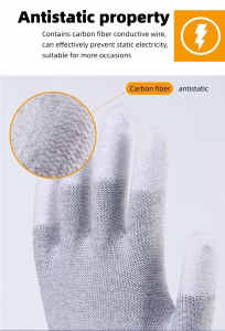 ESD-suojakäsineet / hanskat, päällystetyt sormenpäät, koko L - Harmaa - Image 8