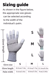 ESD-suojakäsineet / hanskat, päällystetyt sormenpäät, koko L - Harmaa - Image 13