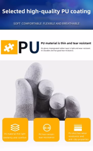 ESD-suojakäsineet / hanskat, päällystetyt sormenpäät, koko L - Harmaa - Image 10