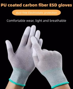 ESD-suojakäsineet / hanskat, päällystetyt sormenpäät, koko L - Harmaa - Image 9