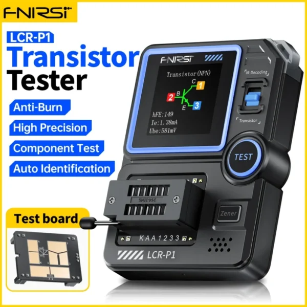 FNIRSI LCR-P1 Transistor Tester Diode Triode Capacitance Resistance Meter LCR ESR Meter NPN PNP MOSFET IR Multifunction Tester 1