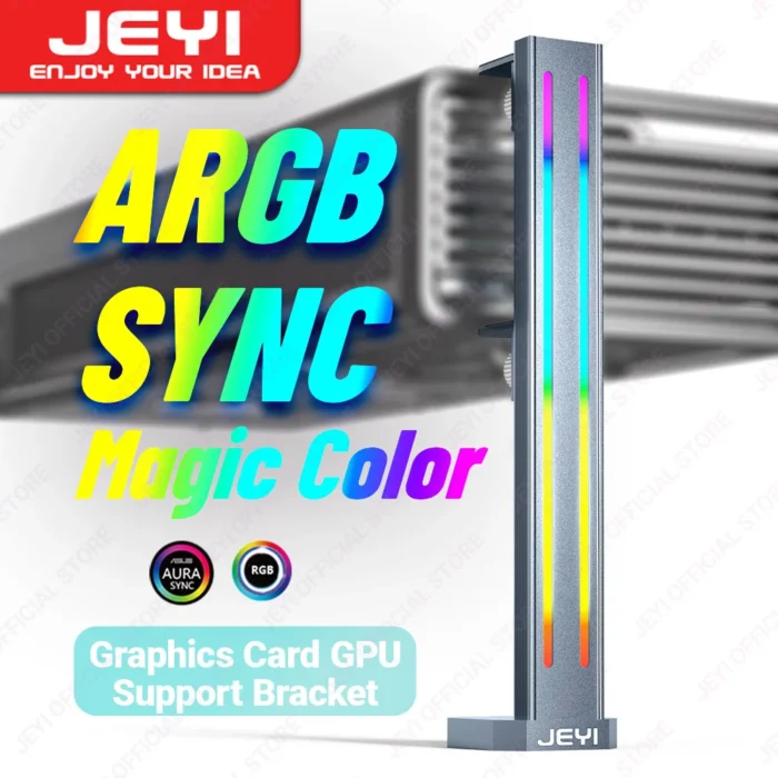 JEYI RGB GPU Graphics Card Support Bracket Aluminum Alloy Video Card Holder, Built-in 5V ARGB SYNC Lamp, Adjustable Height 1 JEYI RGB GPU Graphics Card Support Bracket Aluminum Alloy Video Card Holder, Built-in 5V ARGB SYNC Lamp, Adjustable Height 1