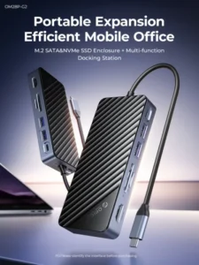 ORICO  USB C HUB with SSD Enclosure Laptop Docking Station with 4K 60Hz HDMI-Com 100W PD RJ45 SD/TF 10Gbps M.2 NVME SATA SSD 8TB 2