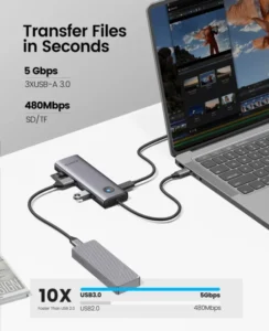 ORICO Docking Station Type C HUB to 4K60Hz HDMI-compatible USB 3.0 Adapter RJ45 PD100W Charge For Macbook Pro Laptop Accessories 4