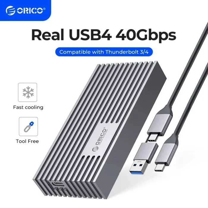 ORICO NVMe M.2 SSD Enclosure USB4 40Gbps PCIe3.0x4 20Gbps 10/6Gbps Aluminum M2 External Case Compatible with Thunderbolt 3/4 1 ORICO NVMe M.2 SSD Enclosure USB4 40Gbps PCIe3.0x4 20Gbps 10/6Gbps Aluminum M2 External Case Compatible with Thunderbolt 3/4 1