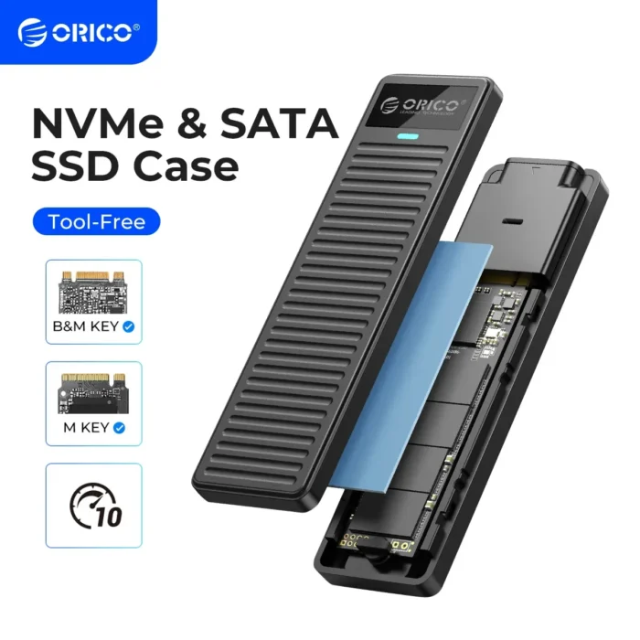 ORICO M.2 NVMe SSD Enclosure 10Gbps USB3.2 Gen2 M2 SSD Enclosure Case Box Simple Design for NVMe SATA Tool-free Support UASP 1 ORICO M.2 NVMe SSD Enclosure 10Gbps USB3.2 Gen2 M2 SSD Enclosure Case Box Simple Design for NVMe SATA Tool-free Support UASP 1