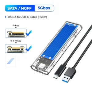 ORICO M2 SSD Case NVME SATA SSD Enclosure Tool Free 10Gbps M.2 to USB Type C Transparent External Adapter Support UASP Trim 22