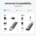 UGREEN Sound Card USB to 3.5mm Audio Interface Adapter for Earphone Mic for PC Laptop PS5/4 TRRS(CTIA/OMTP) Aluminum Metal Shell 3