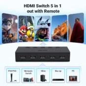 UGREEN HDMI Switch 5 in 1 Out 4K@60Hz, HDMI Splitter with Remote 5 Port HDMI Switcher Selector Support 3D CEC HDR HDCP2.2 PS5/4 2