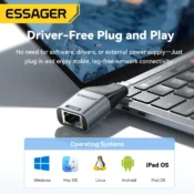 Essager Type-C to Ethernet Adapter 100/1000Mbps Gigabit High-Speed RJ45 To Type-c Adapter For MacBook Laptop Wired Network Card 3