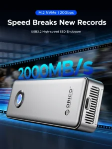 ORICO 20Gbps NVME Enclosure Case 8TB with Cooling Fan USB 3.2 Gen 2 x 2 PCIE NVME Adapter Tool Free RGB for PCIe M Key 2
