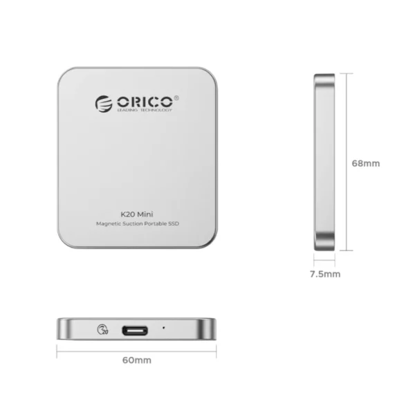 ORICO K20Mini Magnetic External SSD for iPhone 16 15 Pro/Max ProRes 2000MB/s 4K ProRes HDR Record and Store Portable Solid State 6