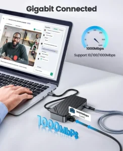 ORICO-USB C HUB with Cooling Fan M.2 NVMe SATA SSD Enclosure External 10Gbps 4K 60Hz HDMI-Com RJ45 SD TF Docking Station 2