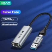 LLANO USB3.1 Type C To Ethernet RJ45 Lan Gigabit Adapter 100/1000/2500Mbps Network Card For PC Laptop 1
