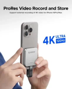 ORICO K20Mini Magnetic External SSD for iPhone 16 15 Pro/Max ProRes 2000MB/s 4K ProRes HDR Record and Store Portable Solid State 4