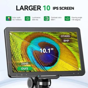 RIEVBCAU 10.1" HDMI Digital Microscope 1300x Soldering Microscope with Polarizer Lens 24MP LCD Digital Microscope PC/TV View 2