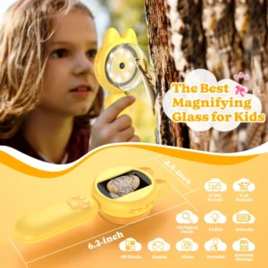 Magnifying Glass for Kids 100X Handheld Microscope with 2" LCD Scrren Kids Magnifer with 8 LEDs,Christmas Birthday Gifts for Kid 2
