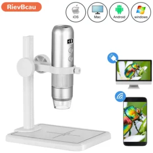 Wireless Handheld Digital Microscope 1000X Portable USB WiFi Microscopes MS4 Magnifier With 8 LED Bracket For Android IOS PC 1