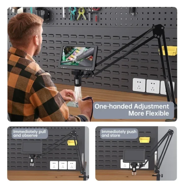 RIEVBCAU Flexible Microscope Arm Stand，Adjustable Metal Bracket Coin Microscope Mount Compatible with DM4 DM7 DM9 MS1 MS3 5