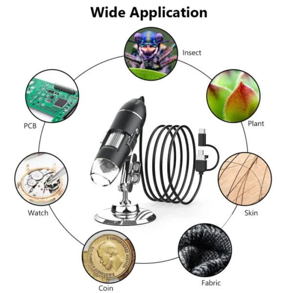 RIEVBCAU 1600X Digital Microscope 3in1 Type C USB Professional Electronic Microscope With 8 LED Endoscope Zoom Camera Magnifier 6