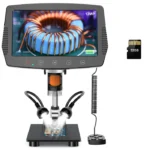 9 '' LCD Digital Microscope, 1500X Magnification Coin Microscope with 16MP Micro Soldering Microscope for Adults, 32GB，PC View 1