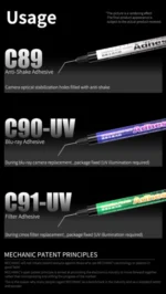 【MECHANIC】 C89 Optical Anti-shake Glue C90-UV Blu-ray Adhesive C91-UV Filter Special Glue Suitable Repairing Cameras Blue Light 6