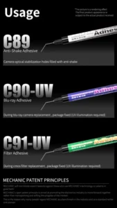 【MECHANIC】 C89 Optical Anti-shake Glue C90-UV Blu-ray Adhesive C91-UV Filter Special Glue Suitable Repairing Cameras Blue Light 6