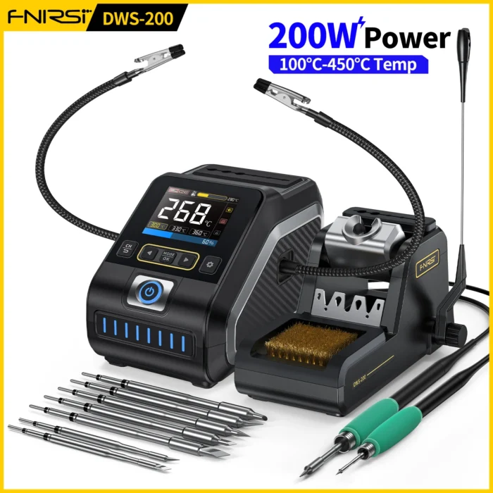 FNIRSI DWS-200 200W Power Repaid Heating Soldering Iron Staion C210 C245 Solder Iron Handle Electronic Welding Rework Station 1 FNIRSI DWS-200 200W Power Repaid Heating Soldering Iron Staion C210 C245 Solder Iron Handle Electronic Welding Rework Station 1