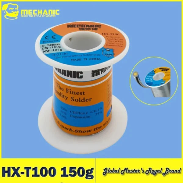 【MECHANIC】 HX-T100 150g Soldering Wire Mild Rosin Core 0.3mm 0.4mm 0.5mm 0.6mm 0.8mm 1mm 1.2mm For iPhone Samsung Repair Tool 1