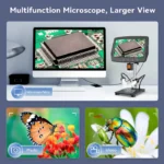9 '' LCD Digital Microscope, 1500X Magnification Coin Microscope with 16MP Micro Soldering Microscope for Adults, 32GB，PC View 5