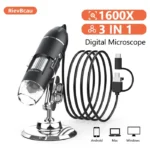 RIEVBCAU 1600X Digital Microscope 3in1 Type C USB Professional Electronic Microscope With 8 LED Endoscope Zoom Camera Magnifier 1