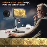 9 '' LCD Digital Microscope, 1500X Magnification Coin Microscope with 16MP Micro Soldering Microscope for Adults, 32GB，PC View 4