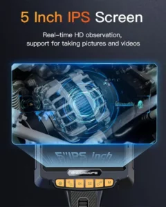 360° Steering Industrial Endoscope Camera 8mm 5"IPS Screen Single&Dual Lens Inspection Borescope 1080P For Car Engine Pip 2