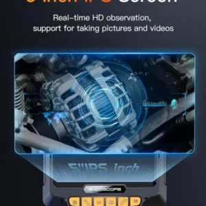 360° Steering Industrial Endoscope Camera 8mm 5"IPS Screen Single&Dual Lens Inspection Borescope 1080P For Car Engine Pip 2
