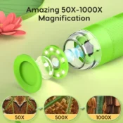 RIEVBCAU Handheld Digital Microscope with 2" IPS Screen 1000x Microscope for Kids Coin Microscope with 8 Leds PC View （CM4) 3