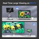 RIEVBCAU 10.1'' HDMI Digital Microscope 2000X Coin Microscope with 10 LEDs 20MP Soldering Microscope for Electronics,PCB, Repair 5