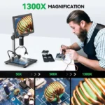 RIEVBCAU 10.1" HDMI Digital Microscope 1300x Soldering Microscope with Polarizer Lens 24MP LCD Digital Microscope PC/TV View 6