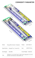 【MECHANIC】Flying Wire Ceramic Tweezers SM-11 Straight Tip SM-17 Curved Anti Static High Precision Interchangeable Head Tweezer 6