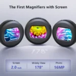 RIEVBCAU Digital Microscope 100X Coin Microscope with 2-inch Screen  Magnifying Glass with Light （White & UV）Windows Compatible 2