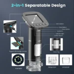 RIEVBCAU Handheld Digital Microscope with 2" LCD Screen 1000X Pocket Microscope with 8 LEDs Coins Electronic Magnifier，PC Views 6
