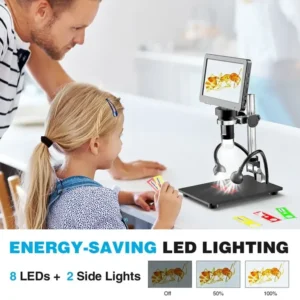 RIEVBCAU 7" HDMI Digital Microscope 1200X with IPS Screen 1080P 16MP HD Coin Microscope with 10 LEDs PC/TV Compatible （DM9H) 2