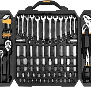 DEKO 192 Piece Mechanics Tool Set Socket Wrench Set, Plastic Storage Case with Auto Repair Hand Tool Kit Wrench Tool Box Set 1