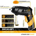 DEKO DKCS3.6O1 Cordless Electric Screwdriver Rechargeable Power akku Screwdriver Twistable Handle LED Torch Power Tool 6