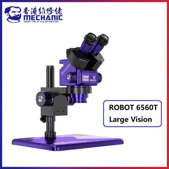 MECHANIC ROBOT 6560T-B11 Trinocular Stereo Industrial Microscope 6.5-60X Continuous Zoom WF10X25 Eyepiece 0.45X Camera Adapter 1 MECHANIC ROBOT 6560T-B11 Trinocular Stereo Industrial Microscope 6.5-60X Continuous Zoom WF10X25 Eyepiece 0.45X Camera Adapter 1