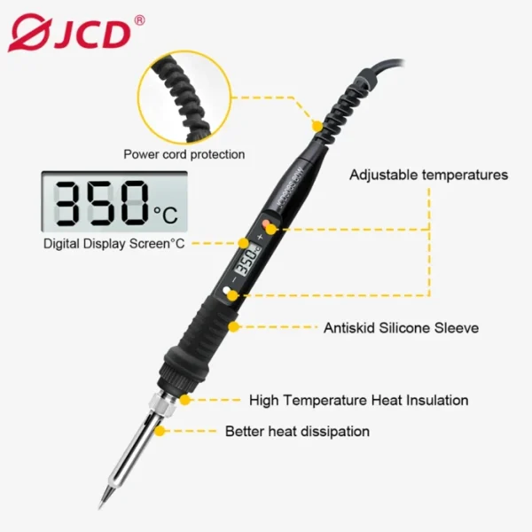 JCD 80W Electric Soldering Iron Kit LCD Display Temperature Adjustable 220V 110V With Solder Paste Iron Tips Welding Tools Set 2