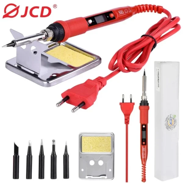 JCD 220V 80W LCD Electric Soldering Iron 908S Adjustable Temperature Soldering Iron with Quality Soldering Iron Tips and Kits 1